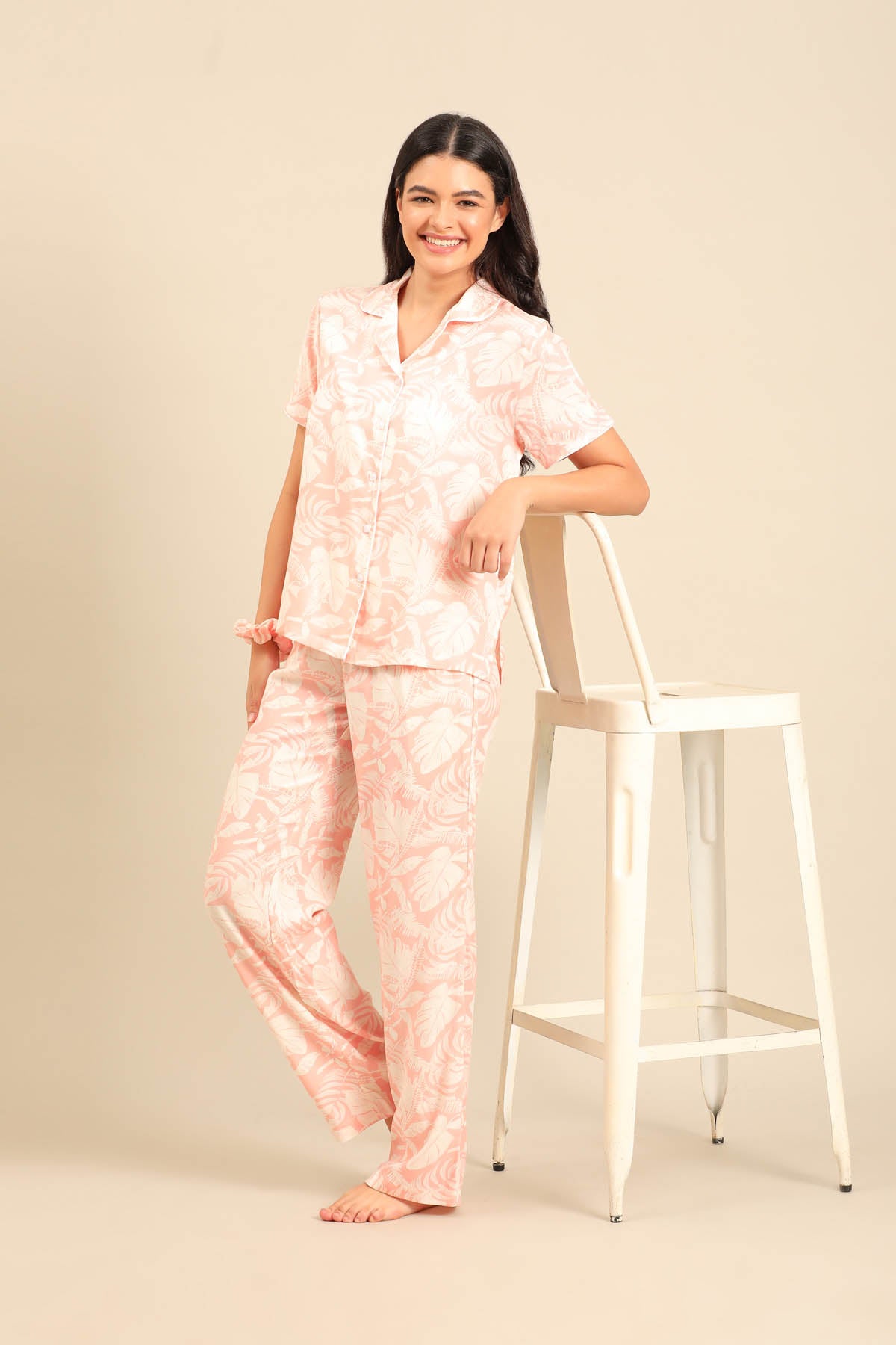Layla Floral Viscose Women's Pajama Set - Half Sleeves
