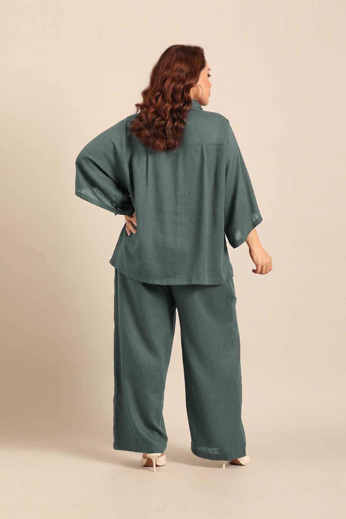 Celine Slate Blue Linen Blend Women's Co-ord Set