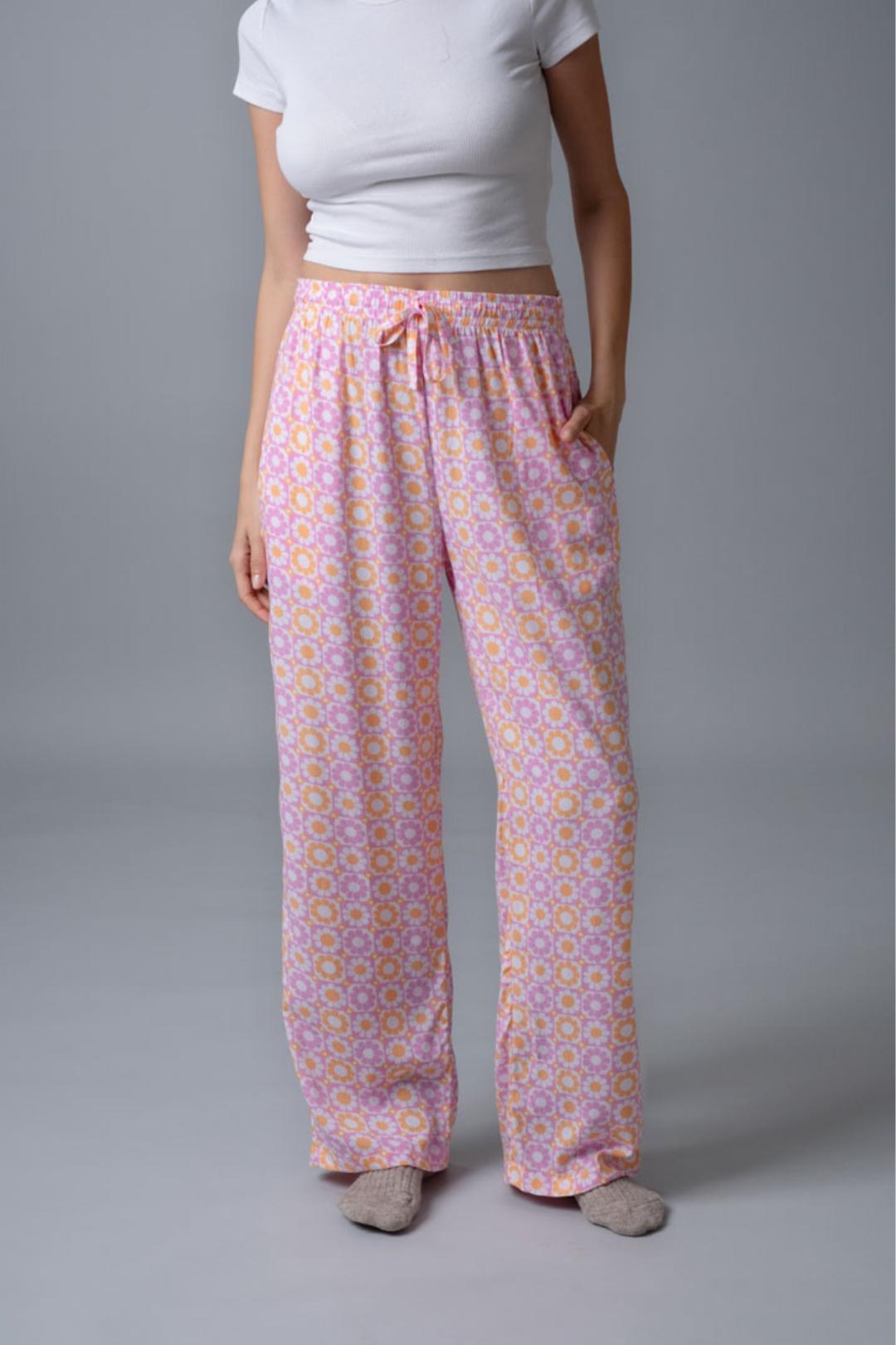 Irene Pink Floral Printed Cotton Blend Women's Pajama