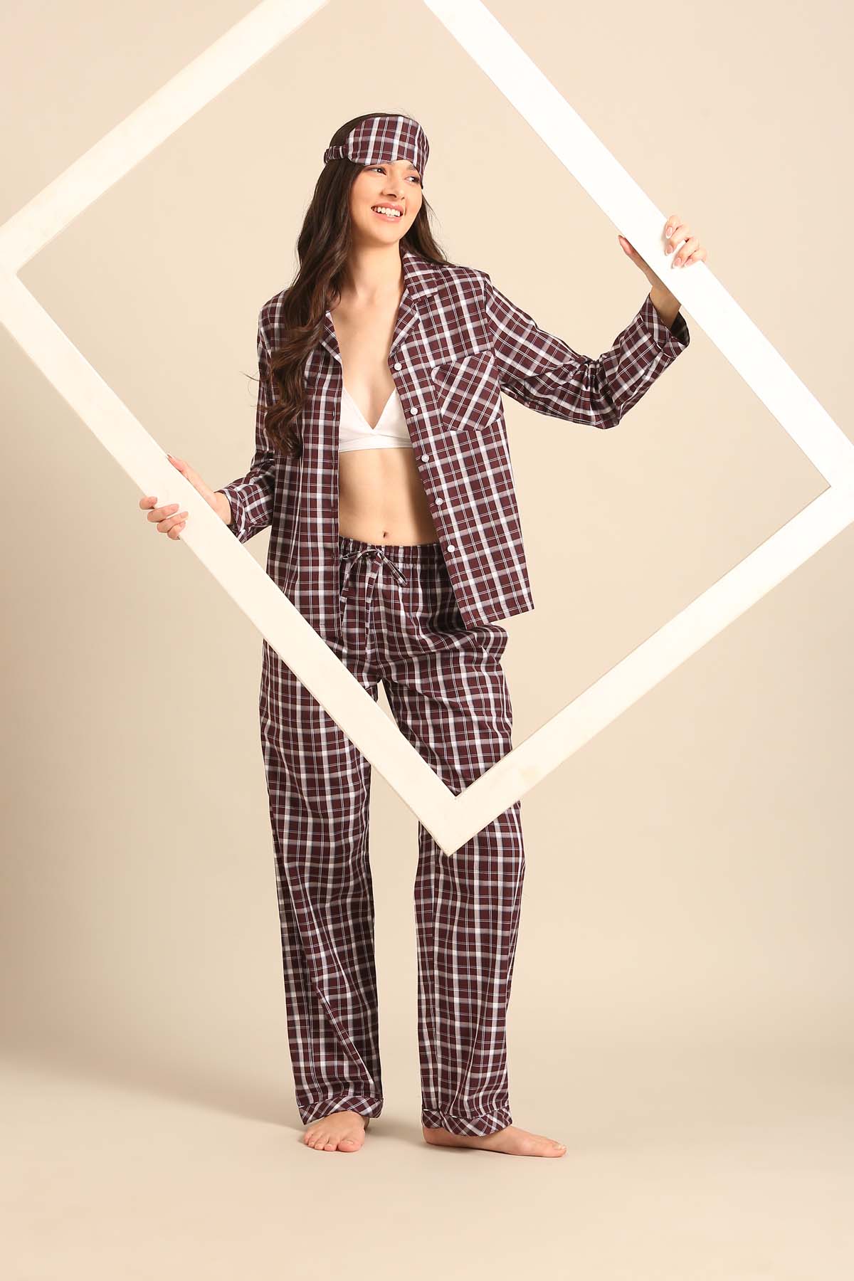Edith Plaid Cotton Women's Pajama Set - Full Sleeves