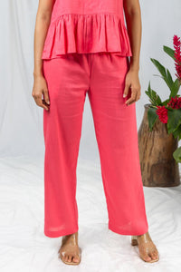 Ella Pink Linen Women's Lounge Pants Set