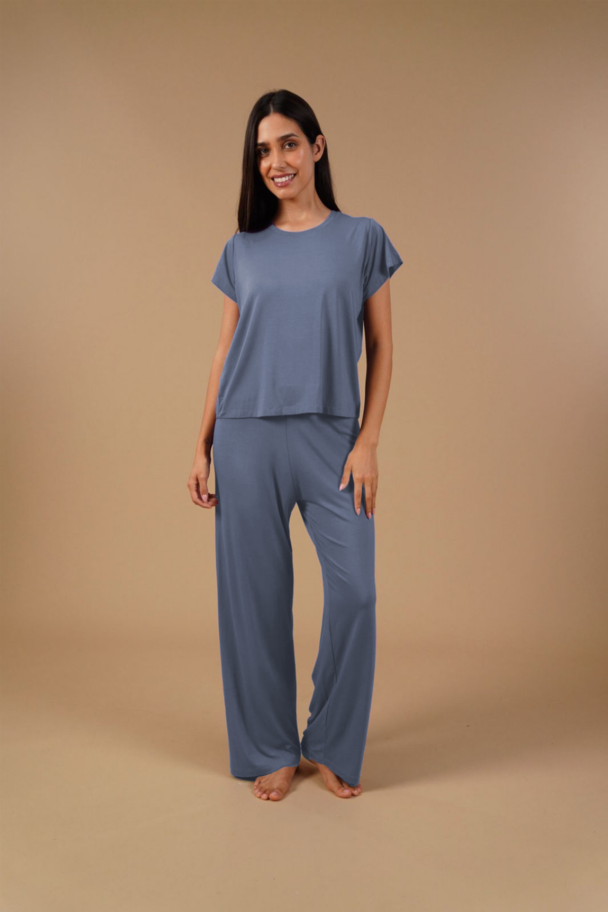 Dusty Blue Lucy Butter-Soft Modal Knit Women's Pajama Set