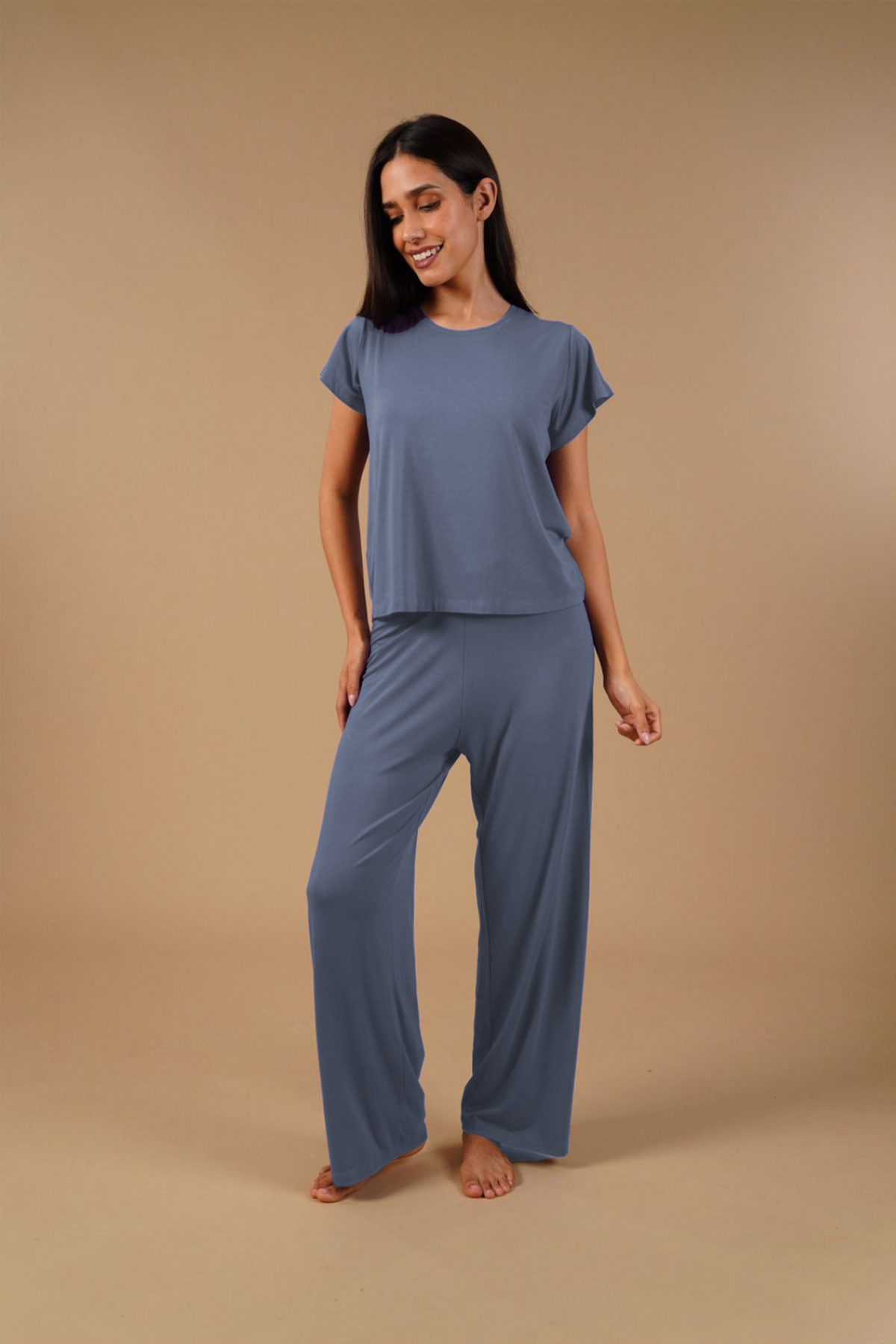 Dusty Blue Lucy Butter-Soft Modal Knit Women's Pajama Set