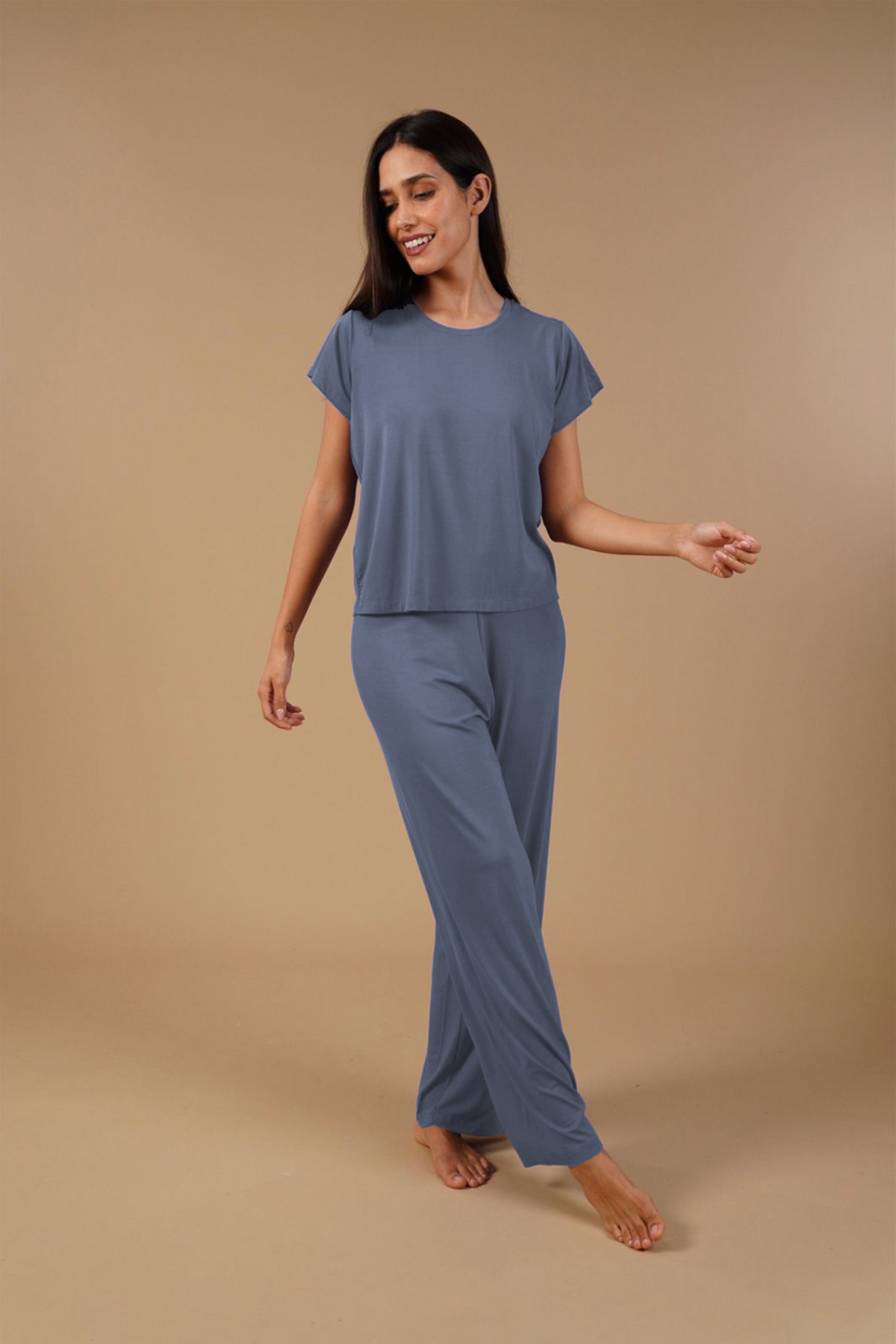 Dusty Blue Lucy Butter-Soft Modal Knit Women's Pajama Set