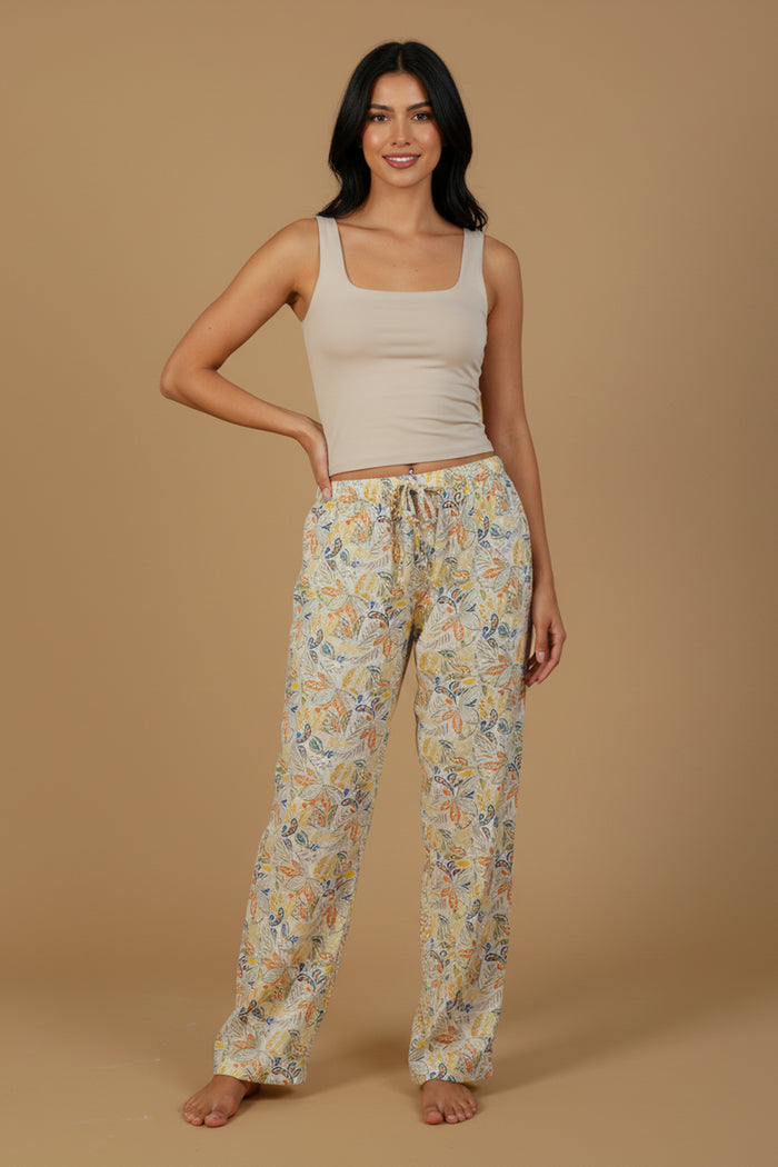 Autumn Garden Printed Cotton Blend Women's Pajama