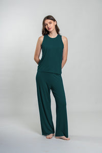 Bottle Green Lucy Butter-Soft Bamboo Knit Women's Sleeveless Pajama Set
