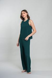 Bottle Green Lucy Butter-Soft Bamboo Knit Women's Sleeveless Pajama Set