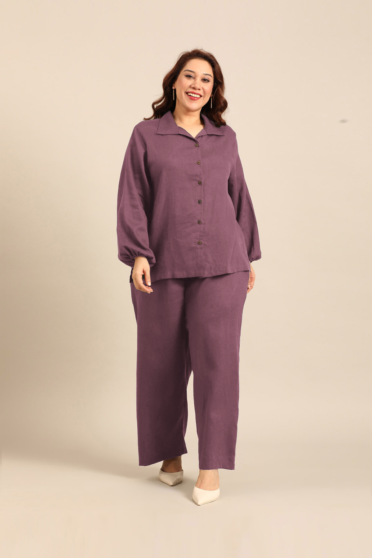 Camilla Mauve Linen Blend Women's Co-ord Set