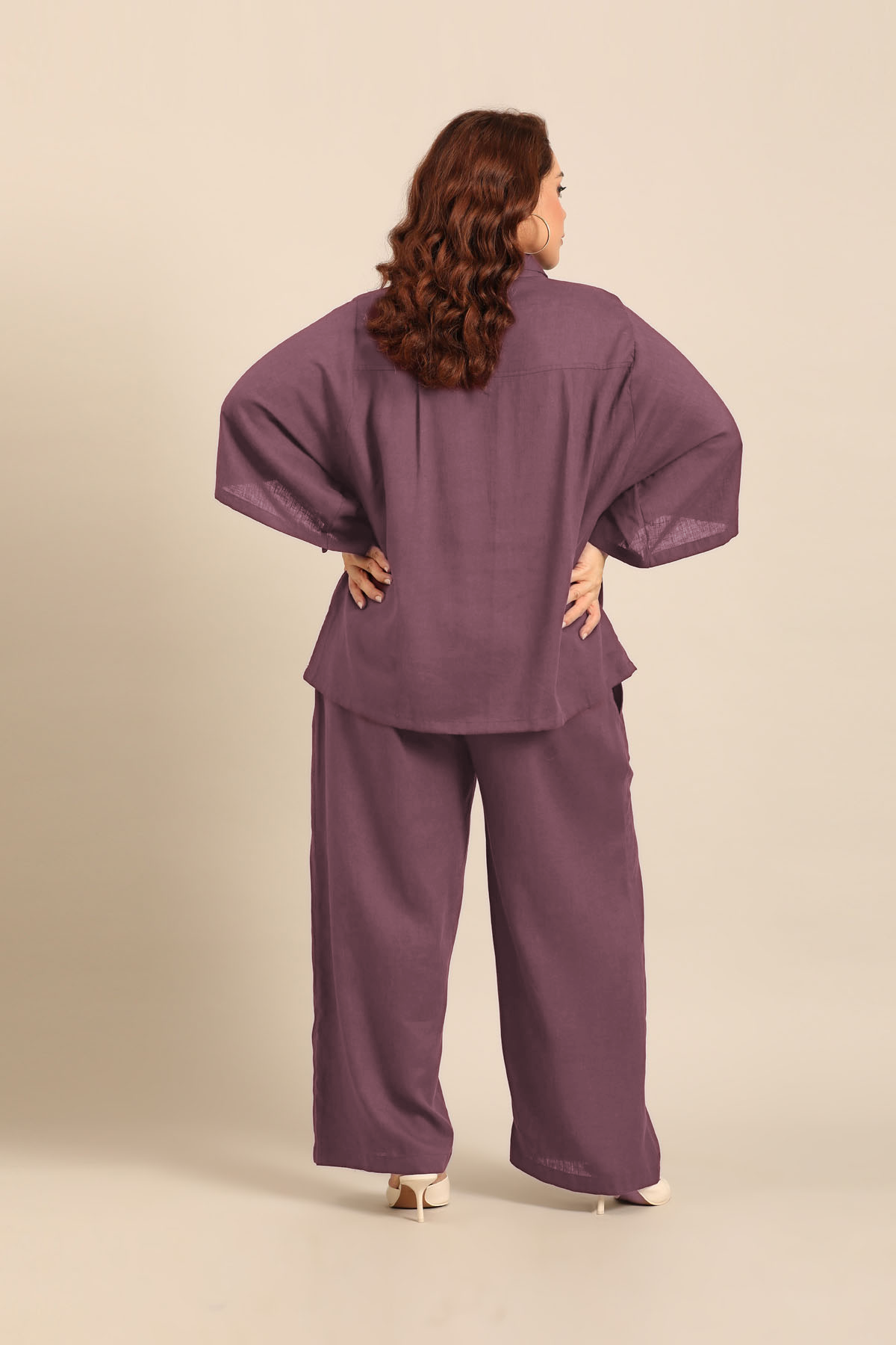 Celine Mauve Linen Blend Women's Co-ord Set