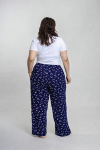 Navy Daphne Ditsy Printed Viscose Women's Curve Pajama