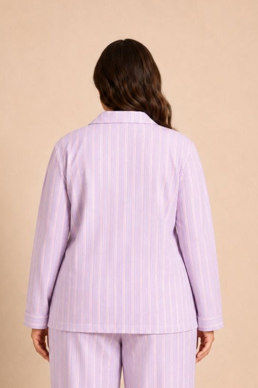 Mia Lilac Viscose Twill Women's Curve Shirt Only - Full Sleeves
