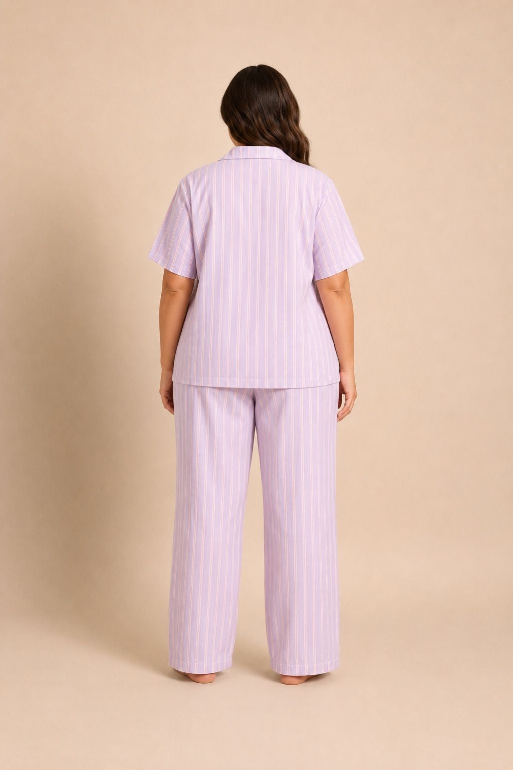 Mia Lilac Viscose Twill Women's Curve Shirt Only - Half Sleeves