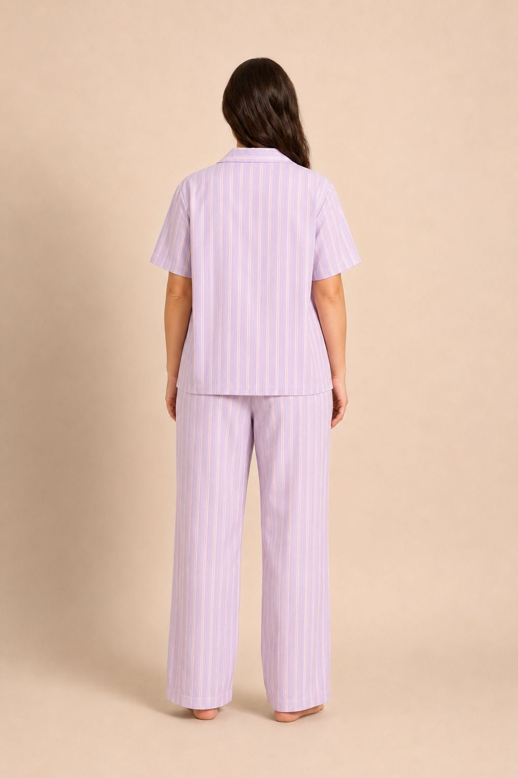 Mia Lilac Viscose Twill Women's Pajama Set - Half Sleeves