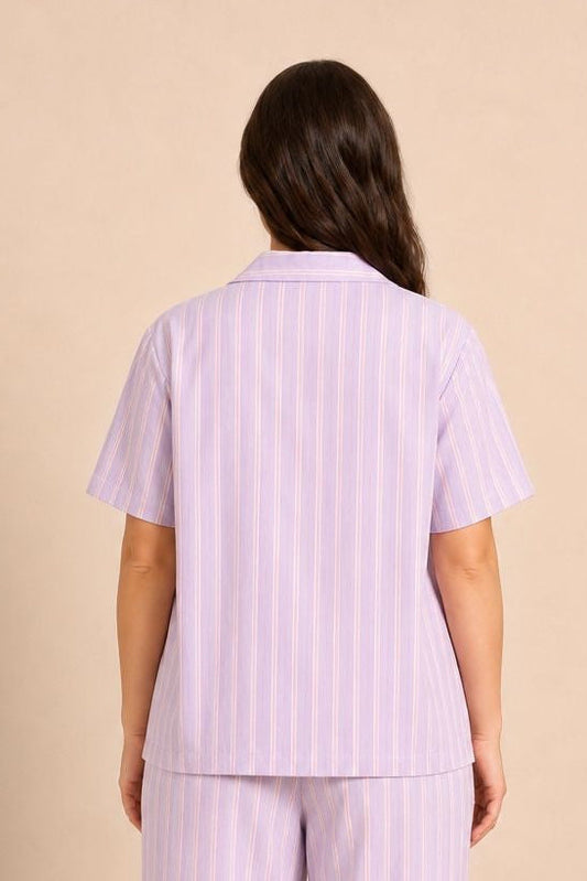 Mia Lilac Viscose Twill Women's Shirt Only - Half Sleeves
