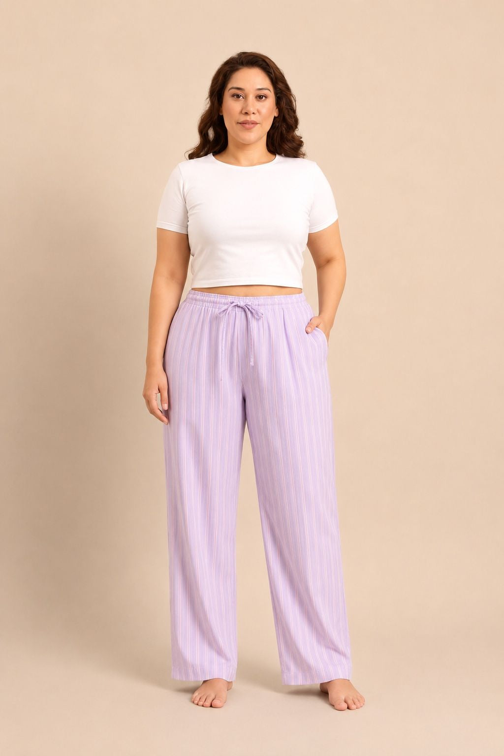Mia Lilac Viscose Twill Women's Curve Pajama Only