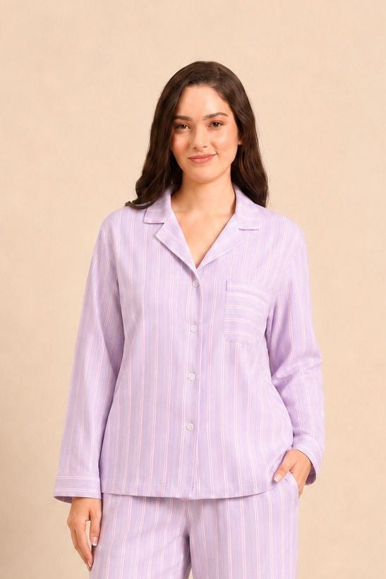 Mia Lilac Viscose Twill Women's Shirt Only - Full Sleeves