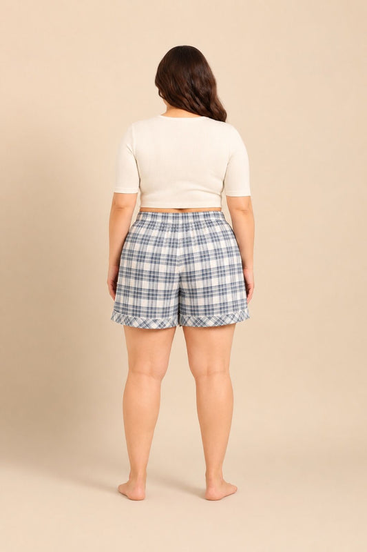 Ivana Check Women's Cotton Twill Shorts Only