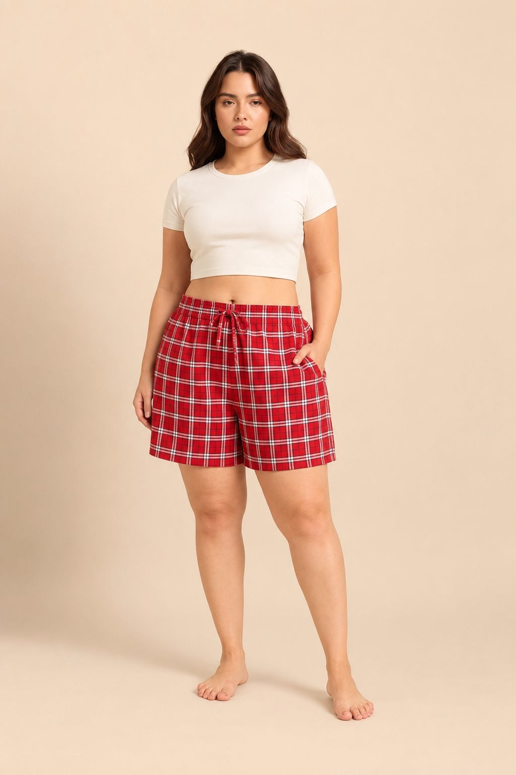 Rosette Check Women's Cotton Twill Shorts Only