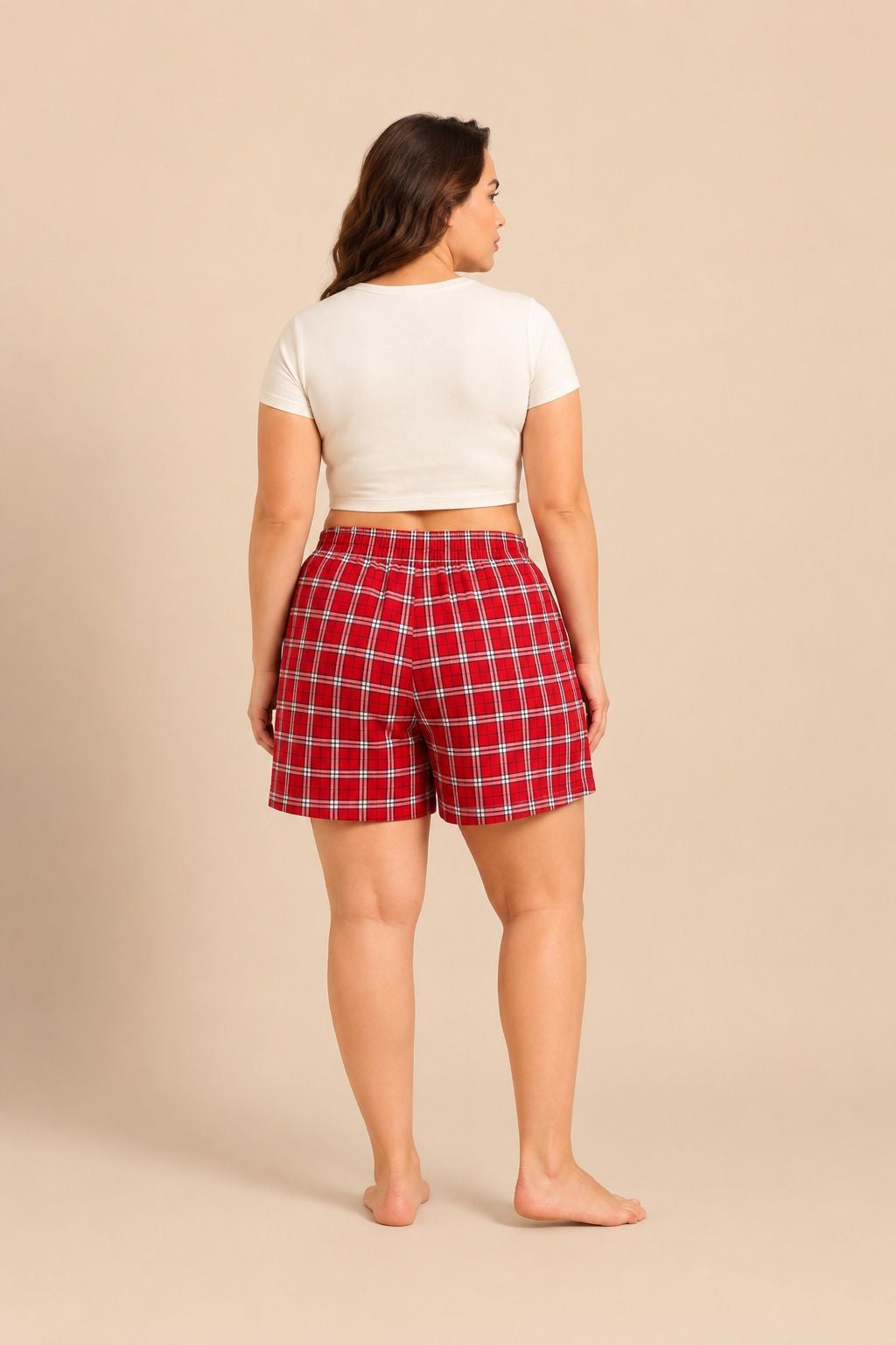 Rosette Check Women's Cotton Twill Shorts