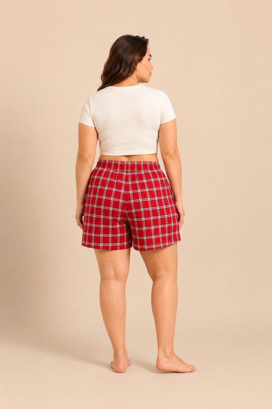 Rosette Check Women's Cotton Twill Shorts Only