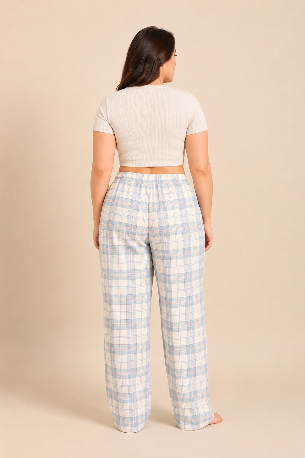Pastel Blue Check Women's Cotton Pajama