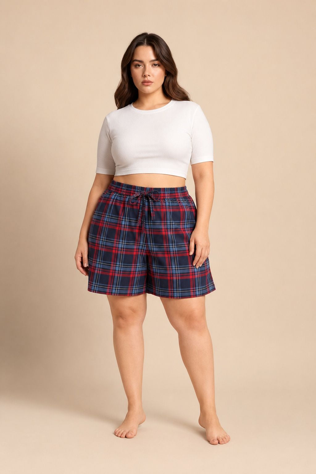 Elisa Plaid Women's Cotton Shorts