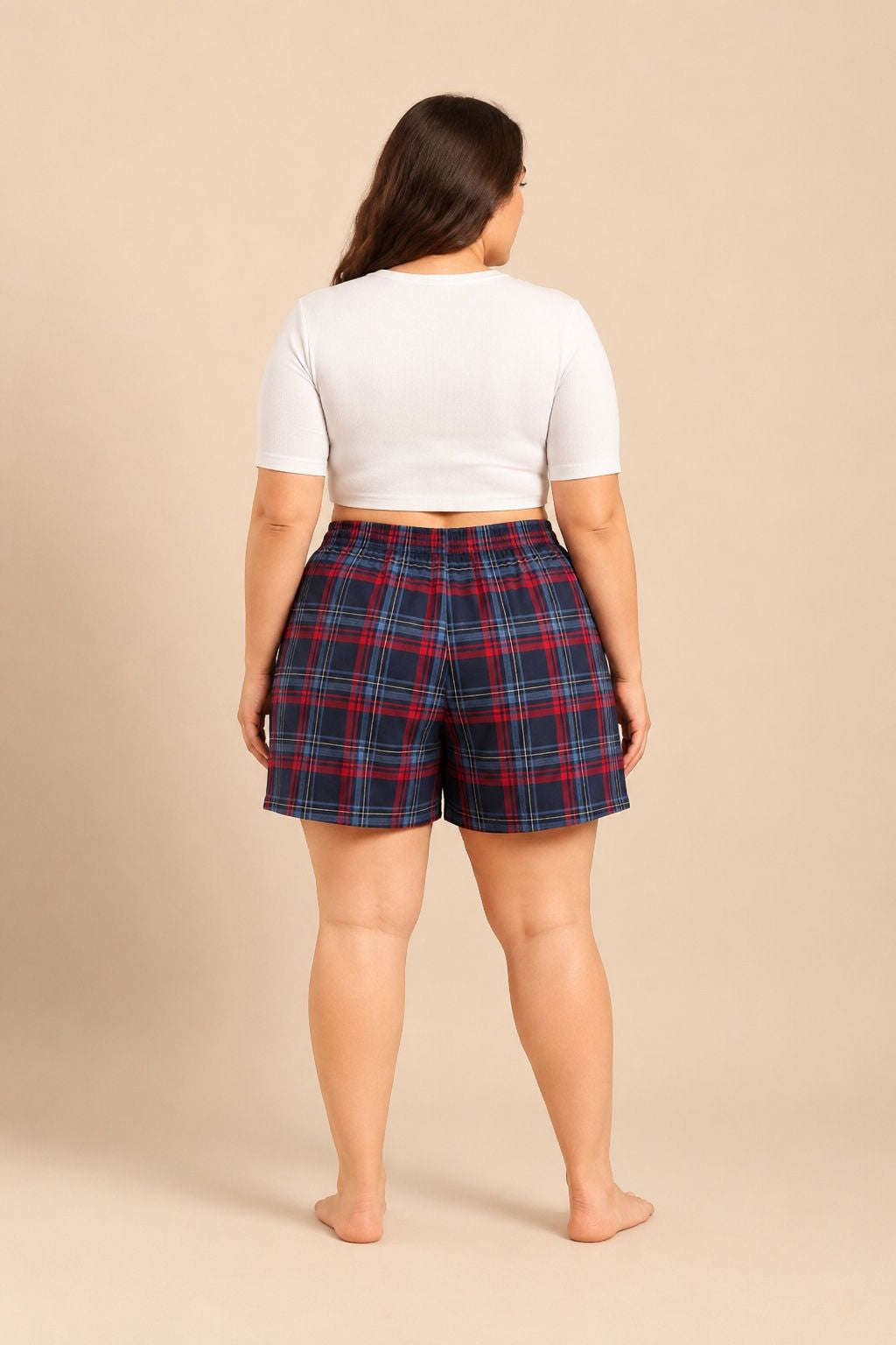 Elisa Plaid Women's Cotton Shorts