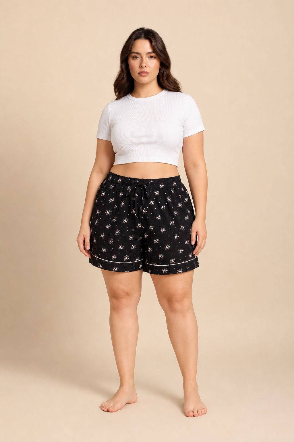 Kate Black Floral Women's Viscose Shorts