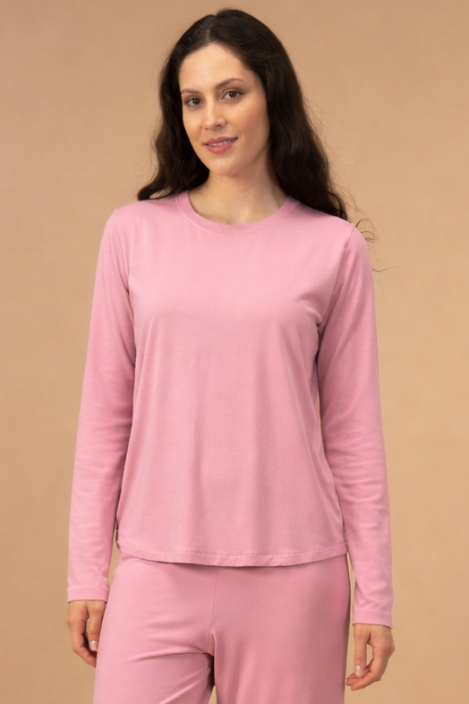 Rose Pink Lucy Butter-Soft Bamboo Knit Women's Top - Full Sleeves