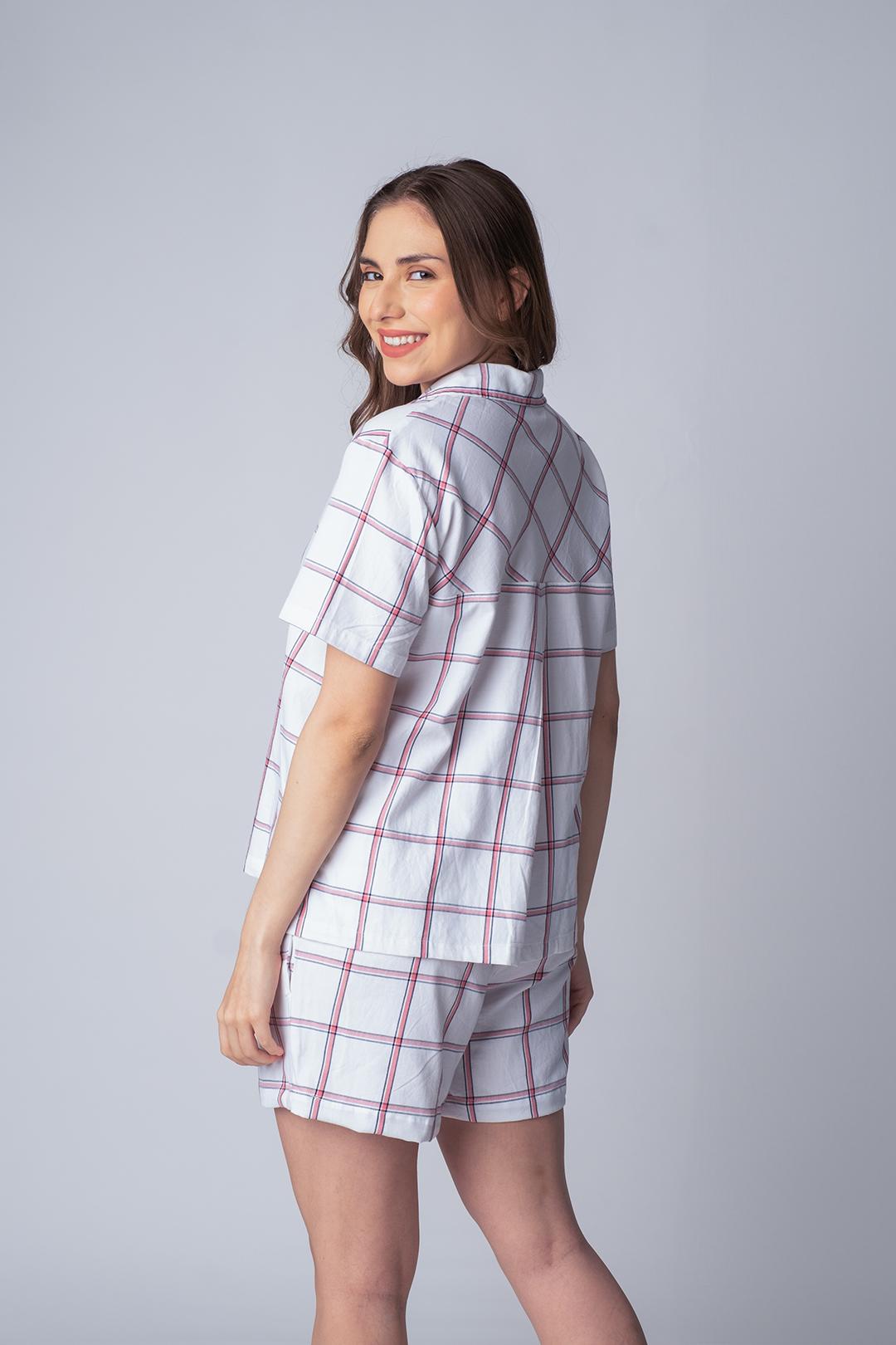 Madeline White Soft Cotton Women's Shorts Set