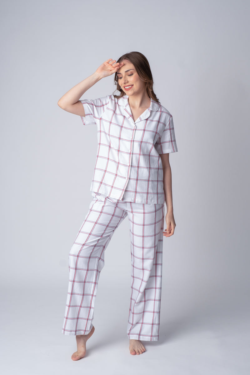 Madeline White Soft Cotton Women's Pajama Set