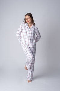 Madeline White Soft Cotton Women's Pajama Set - Full Sleeves