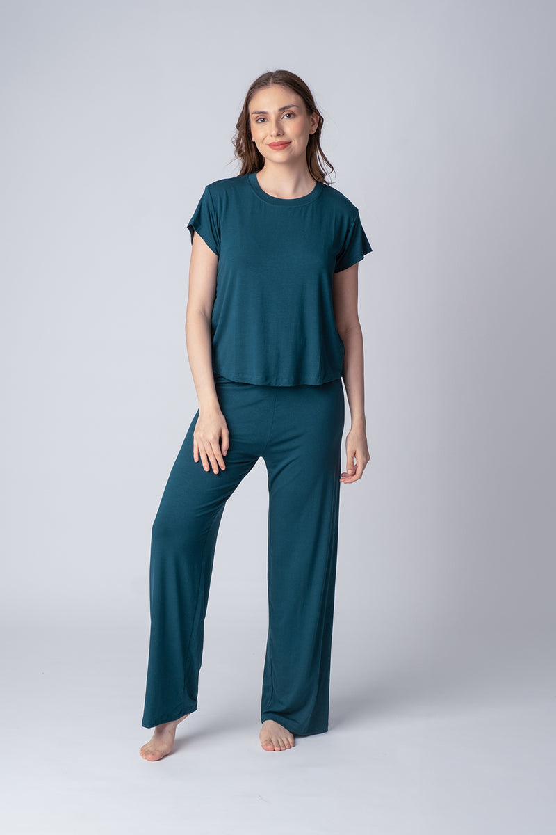 Bottle Green Lucy Butter-Soft Bamboo Knit Women's Pajama Set