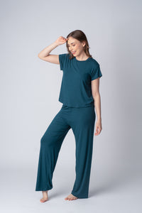 Bottle Green Lucy Butter-Soft Bamboo Knit Women's Half Sleeve  Pajama Set