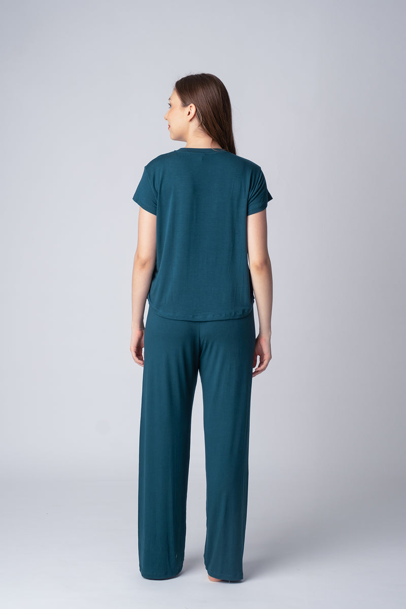 Bottle Green Lucy Butter-Soft Bamboo Knit Women's Pajama Set