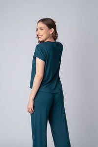 Bottle Green Lucy Butter-Soft Bamboo Knit Women's Half Sleeve  Pajama Set