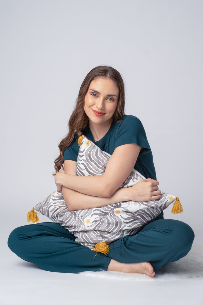Bottle Green Lucy Butter-Soft Bamboo Knit Women's Half Sleeve  Pajama Set