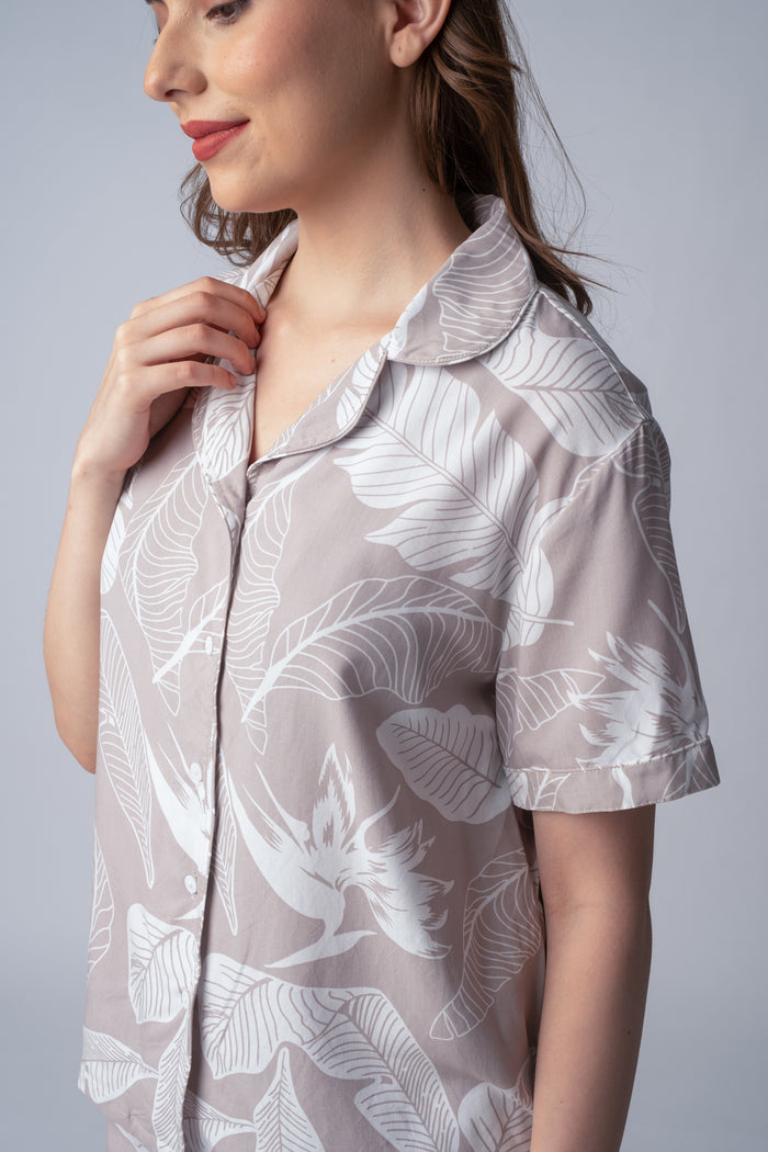 Hazel Leaf Soft Cotton Women's Shorts Set