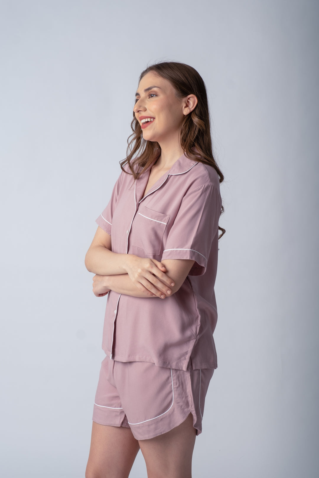 Emily Mauve Soft Cotton Women's Shorts Set