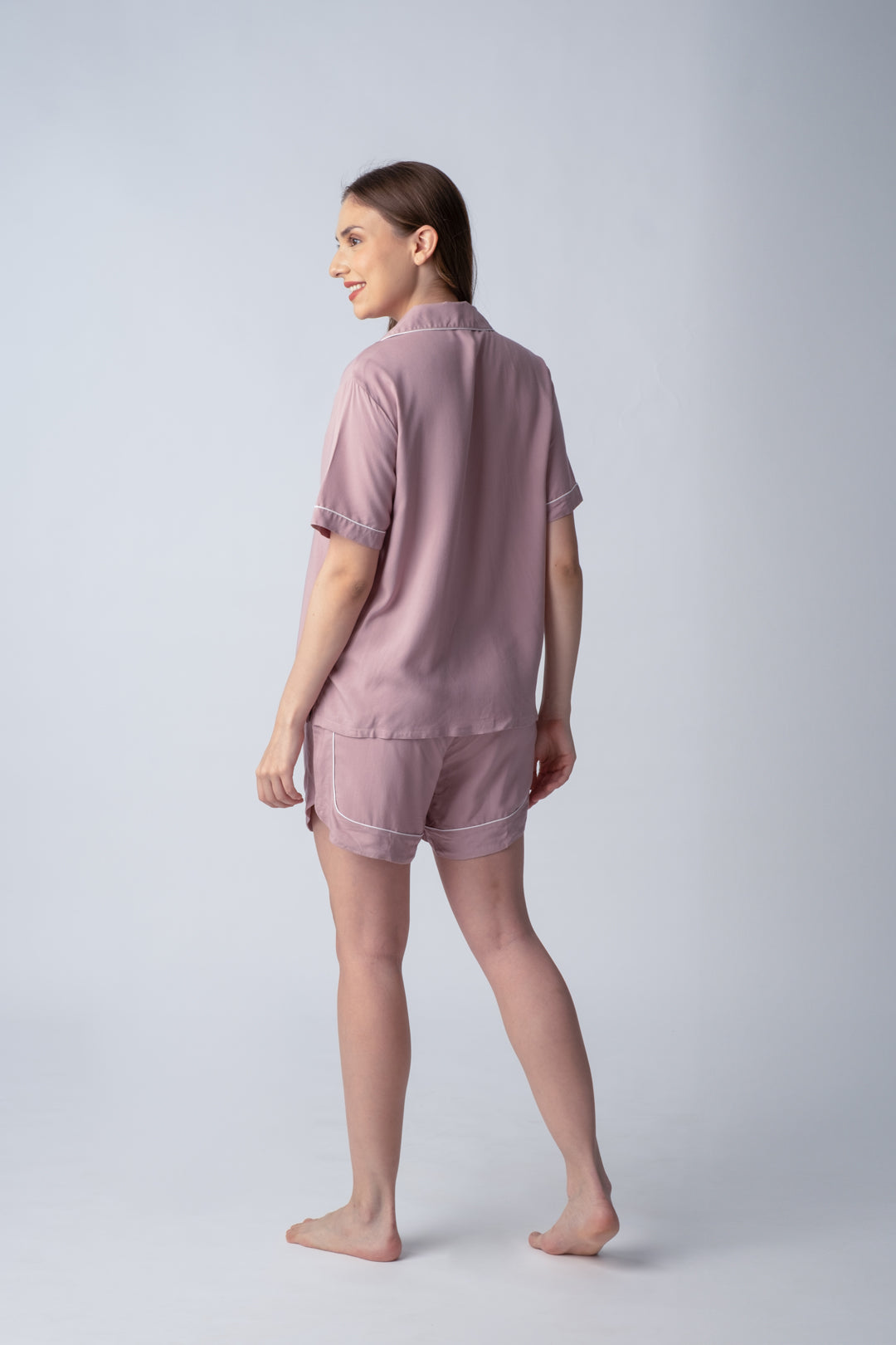 Emily Mauve Soft Cotton Women's Shorts Set