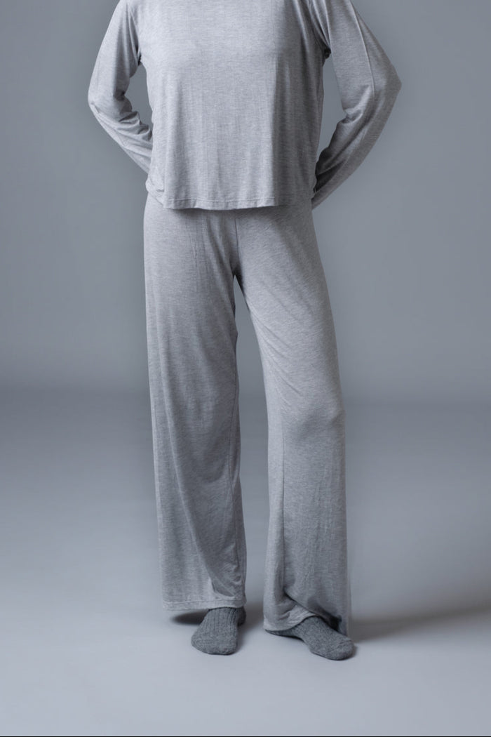 Grey Butter-Soft Cotton Knit Women's Pajama