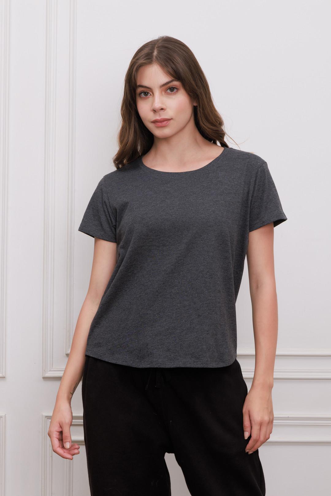 Moon Grey Knitted Women's Crew Neck T-shirt