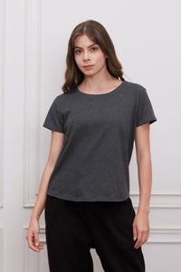 Moon Grey Knitted Women's Crew Neck T-shirt