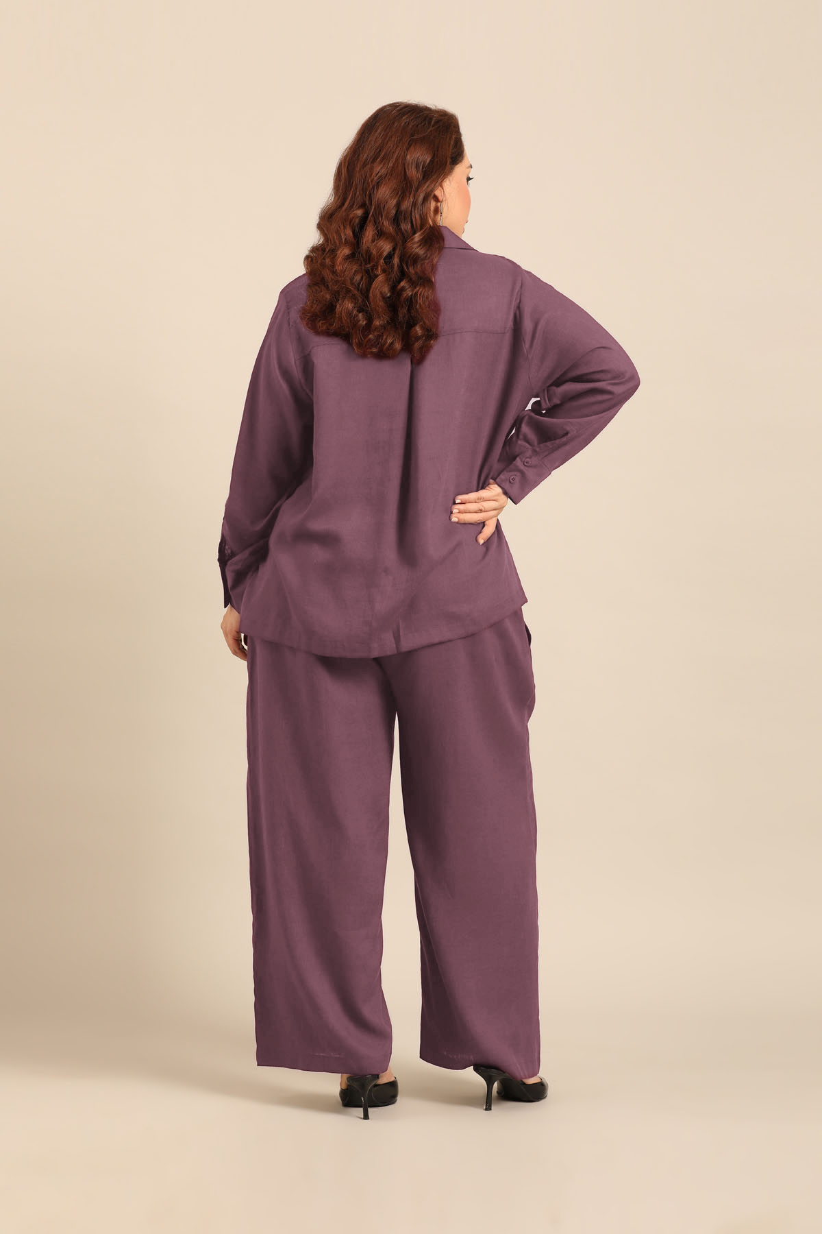 Elora Mauve Linen Blend Women's Co-ord Set