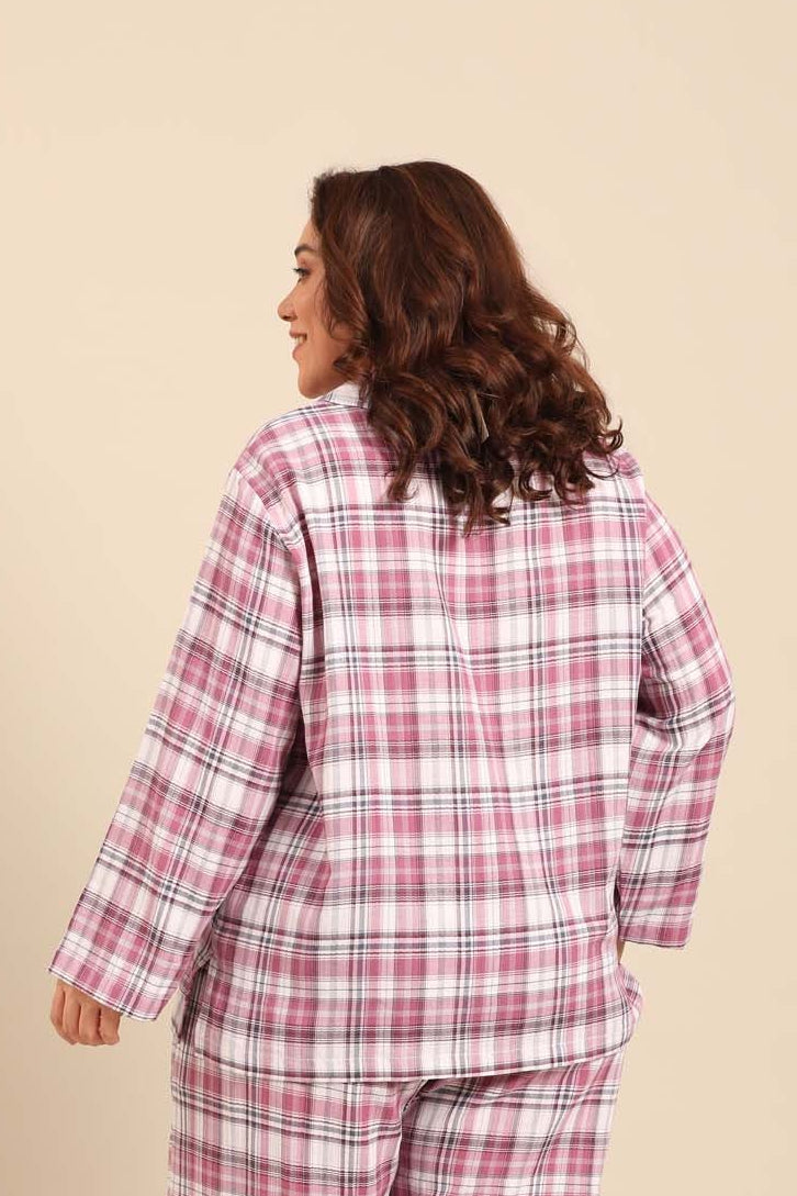 Violet Check Women's Cotton Shirt- Full Sleeves