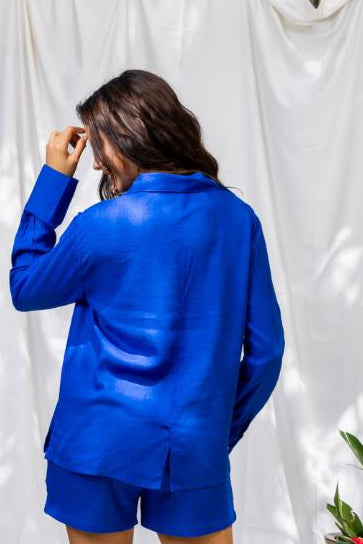 Tiffany Blue Linen Women's Lounge Shirt