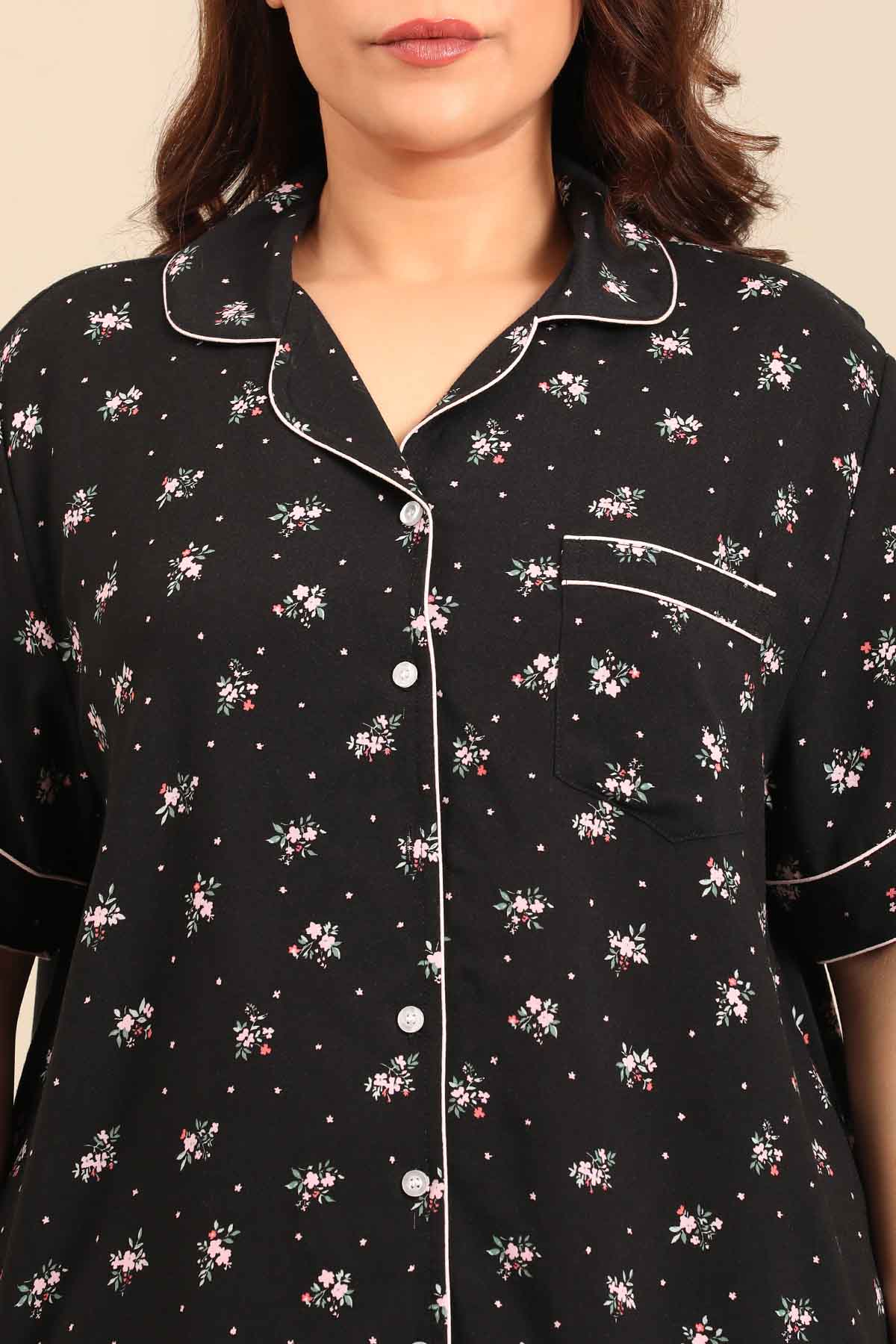 Kate Black Floral Women's Viscose Shorts