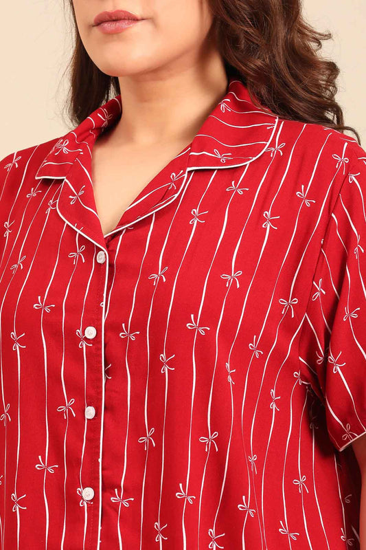 Scarlet Bows Viscose Women's Curve Shorts Set - Half Sleeves