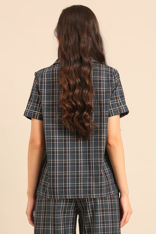 Charlotte Check Cotton Women's Shirt Only - Half Sleeves