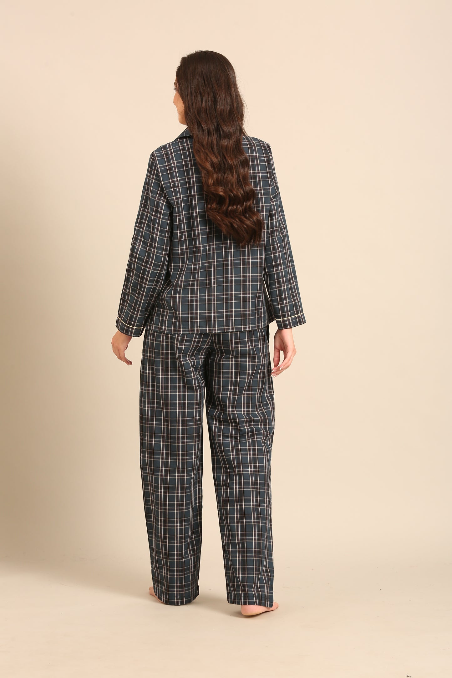 Charlotte Check Cotton Women's Pajama Set - Full Sleeves